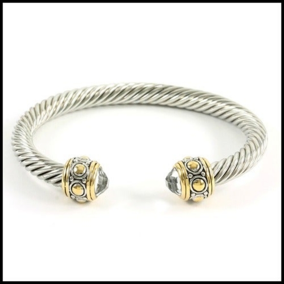 White & Yellow Gold Overlay 3.14 White Sapphire - Picture 4 of 13